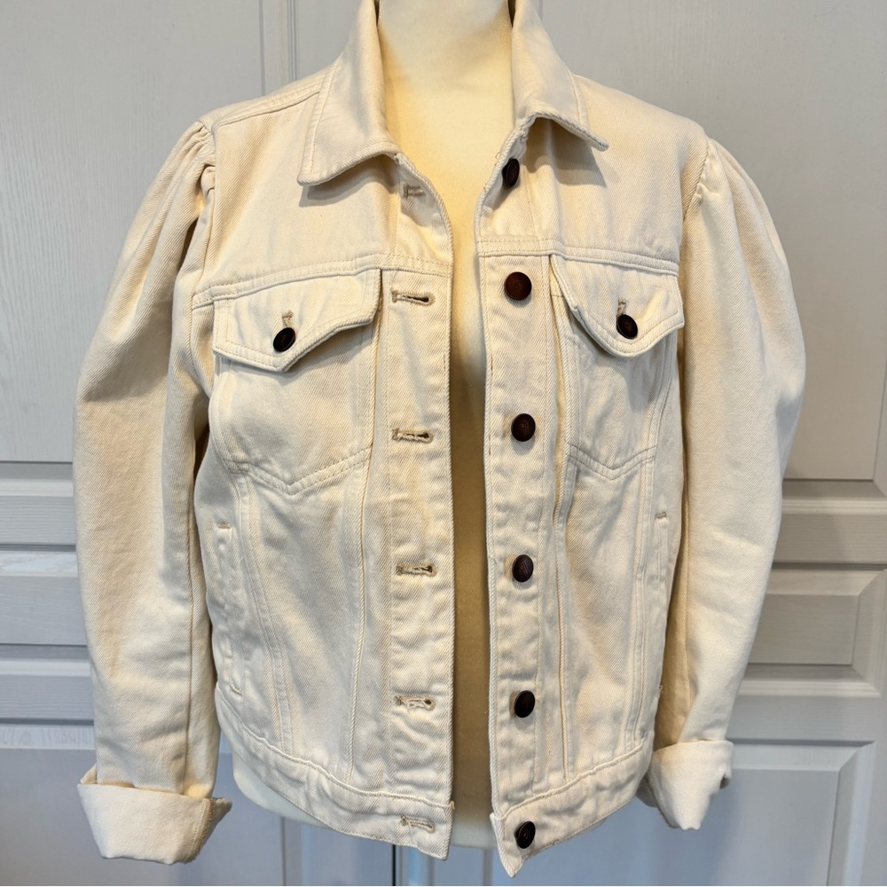 Pilcro by Anthropologie Puff Sleeve Denim Jacket